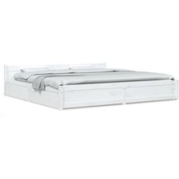 Maison Chic Cama matrimonial con cajones madera blanco 180x200 cm