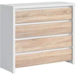 Petits meubles Cómoda 4 cajones paneles de aglomerado madera y blanco