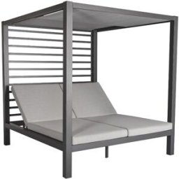 Concept Usine Cama de jardín de 2 plazas con estructura de aluminio gris oscuro
