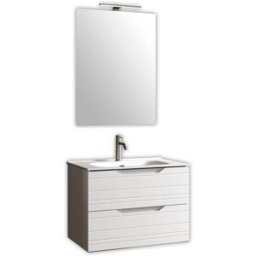 AQA DESIGN Mueble de baño con espejo de 4 piezas en mdf blanco mate