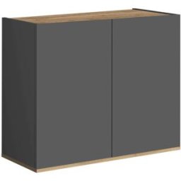 Whous Mueble auxiliar 2 puertas efecto madera antracita/roble 80,9x35x70 cm