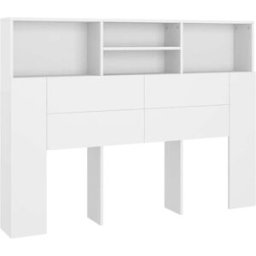 Maison Chic Mueble cabecero con armario de cama madera blanco 140x19x103,5cm