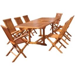 Concept Usine Conjunto de jardín de teca aceitada para 8 personas mesa rectangular