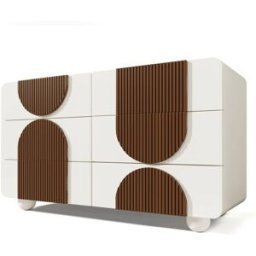 Urban Meuble Aparador de diseño blanco y marrón con relieve de media luna