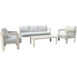 NIYLO Conjunto de muebles de jardín de aluminio beige 5 plazas