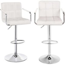 SONGMICS 2 taburetes de bar con altura de 95-115 cm de color blanco