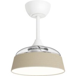 Sulion Ventilador de techo retráctil con pantalla de tela beige