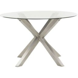 Beliani Mesa de jardín 120 cm 120 cm vidrio plateado