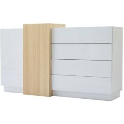 Urban Meuble Aparador efecto madera blanco brillo con 4 cajones y 2 puertas