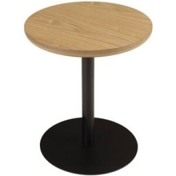 MACABANE Mesa auxiliar redonda de madera color natural con patas negras d35cm