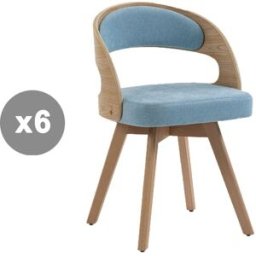 Meubles Cosy Juego de 6 sillas giratorias 360° con respaldo y asiento, azul