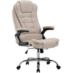 CLP Silla de oficina giratoria regulable en tela crema