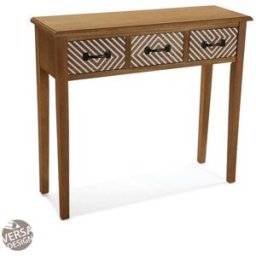 Versa Home Consola recibidor con 3 cajones en madera de pino marrón