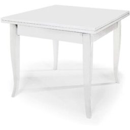 Konte.Design Mesa blanca extensible tipo libro 90 x 90 cm - 180 x 90 cm