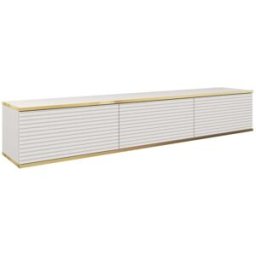 AKL FURNITURE Mueble para TV efecto madera Blanco y Crema