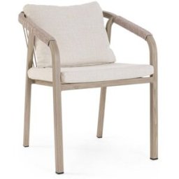 Konte.Design Conjunto de 4 sillas de jardín con cojines y trenzado de cuerda