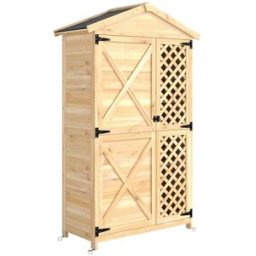 Outsunny Caseta de jardín 101.5x49x176 cm madera natural