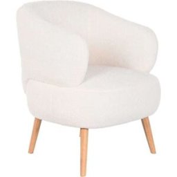 Fijalo Butaca de poliester y madera en blanco 70x70x80cm