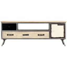 Maison Chic Mueble tv de madera marrón y acero multicolor 120x30x45 cm