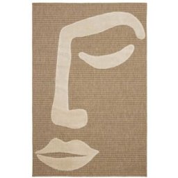 Nazar Alfombra aspecto yute motivo facial en relieve - blanco - 160x230 cm