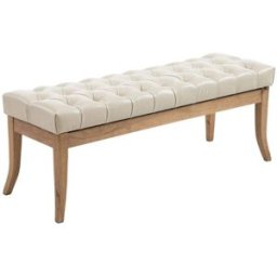 CLP Banco con patas de madera y asiento en Simil cuero Crema