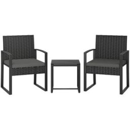 OKWISH Conjunto de jardín gris oscuro de acero 3 piezas