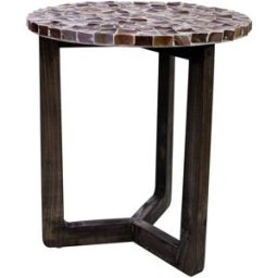 Wanderlust deco Mesa auxiliar de madera y capiz marrón d40x45h cm