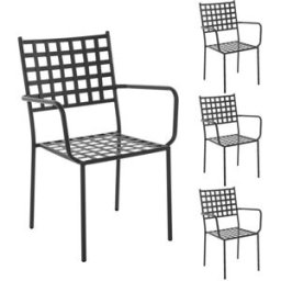 LDK GARDEN Pack 4 silla de jardín cartago negra