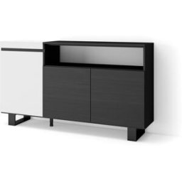 Skraut home Aparador efecto madera blanco y negro 150x35x87cm con patas