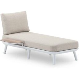 Defora Home Chaise longue de jardín con mesita blanco y cuerda beige