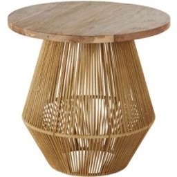 Maisons du Monde Mesa auxiliar de madera de acacia y cuerda de yute