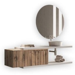 AQA DESIGN Mueble de baño 5 piezas en mdf blanco/roble