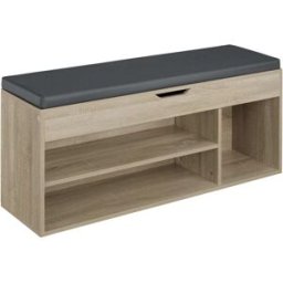 Tectake Banco zapatero para 9 pares y acolchado 104 x 30 x 49 cm, madera clara