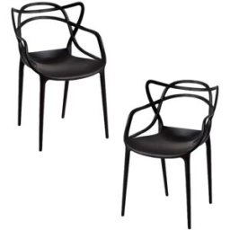 Regalos Miguel Pack 2 sillas de jardín color negro en polipropileno