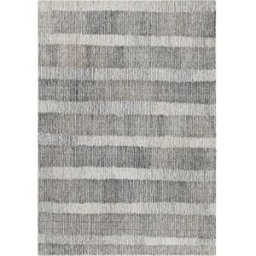 Wecon Home Alfombra beige y gris tejida a mano con rayas 110x170
