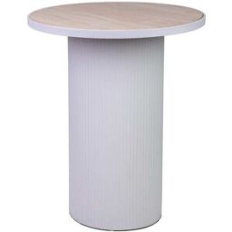 Wanderlust deco Mesa auxiliar de metal blanco y madera 46x46x56h cm