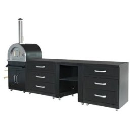 Oviala Cocina exterior de 4 piezas con horno de pizza negro