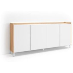 Skraut home Aparador efecto madera blanco y roble 207x35x91cm con patas