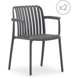 Defora Home Pack de 2 sillas de jardín apilables polipropileno antracita