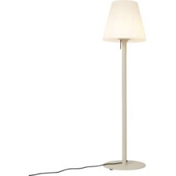 QAZQA Lámpara pie exterior beige pantalla blanca IP44