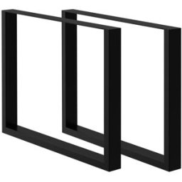 ECD Germany 2x patas de mesa industrial 90 x 72 cm acero negro perfil cuadrado