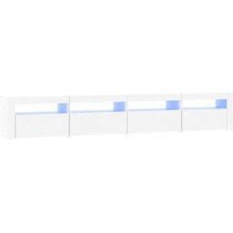 Maison Chic Mueble tv con luces LED madera blanco 240x35x40 cm