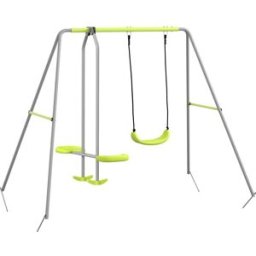 Outsunny Columpio infantil 255x160x180 cm gris y verde