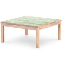Defora Home Mesa baja cuadrada madera y cerámica 86x86x40 verde claro