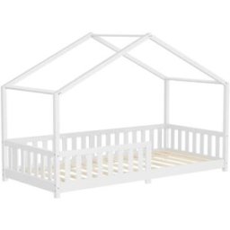 ML-Design Cama infantil en forma de casa madera blanca maciza de pino 90x200cm