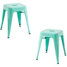 Regalos Miguel Pack 2 taburetes color verde menta en acero reforzado