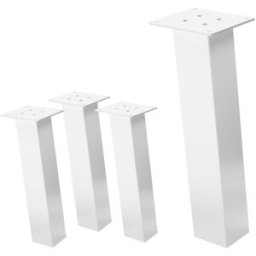 ML-Design Set 4x patas de mesa 42 cm inclinadas de acero 8x8 cm blanco brillante