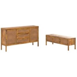 Maison Pavane Conjunto de buffet y mueble de tv de madera de mango