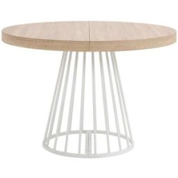 Unique Mesa de comedor madera color natural claro, blanco