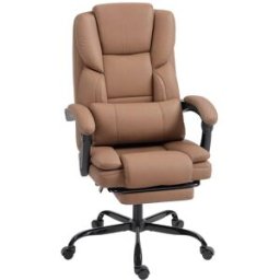 Maison Chic Silla de oficina de piel sintética marrón 67x65x119 cm.